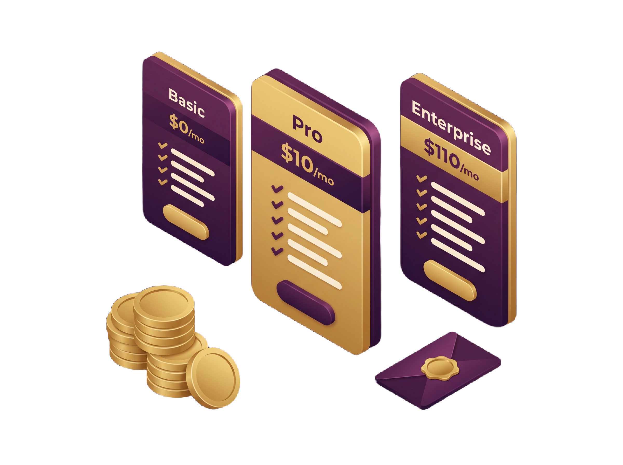 Pricing tiers — isometric illustration